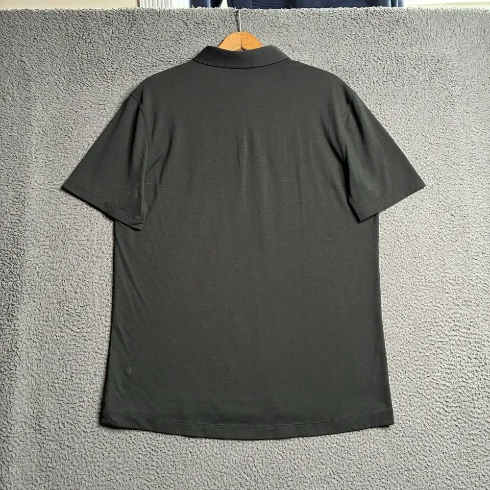 Lululemon Men’s Black Performance Evolution Polo Shirt Size L Stretch Golf - Picture 3 of 11
